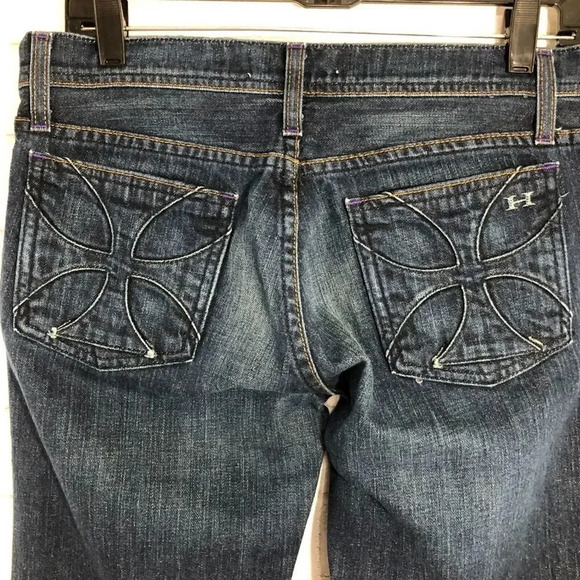 Habitual Tatters Dark Wash Low Rise Boot Cut Jeans Women's Waist Size 27 - Picture 1 of 5